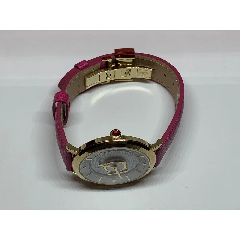 Ferragamo Women Pink Leather Analog White Dial Quartz Watch with Winder BL152